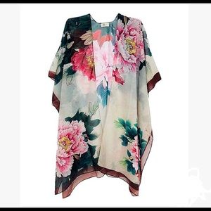 Peony floral kimono